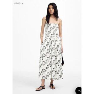 Madewell Smocked Maxi Dress Graphic Sunflowers White Size M